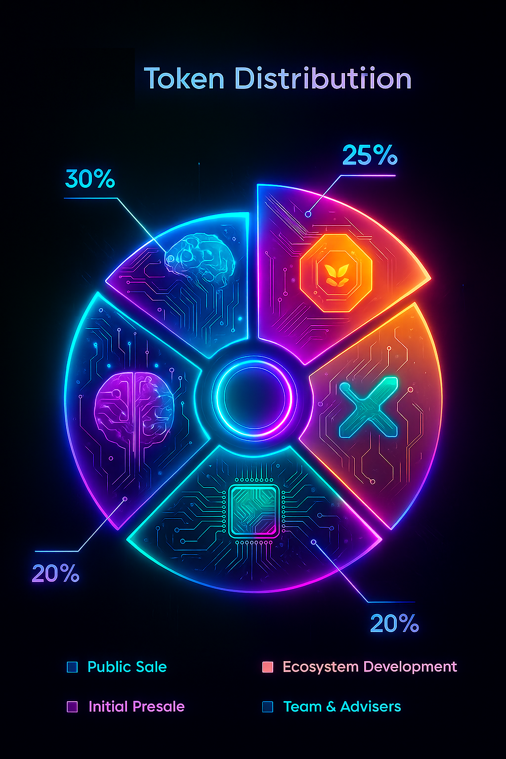 Pie chart of GROK916B token distribution